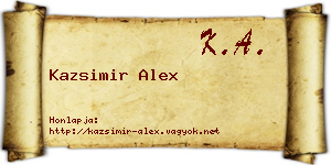 Kazsimir Alex névjegykártya